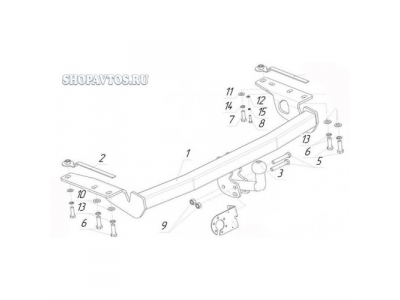 Фаркоп на Toyota Corolla хэтчбек 2002-2007гг. от AvtoS Фаркоп на Toyota Corolla хэтчбек 2002-2007гг.